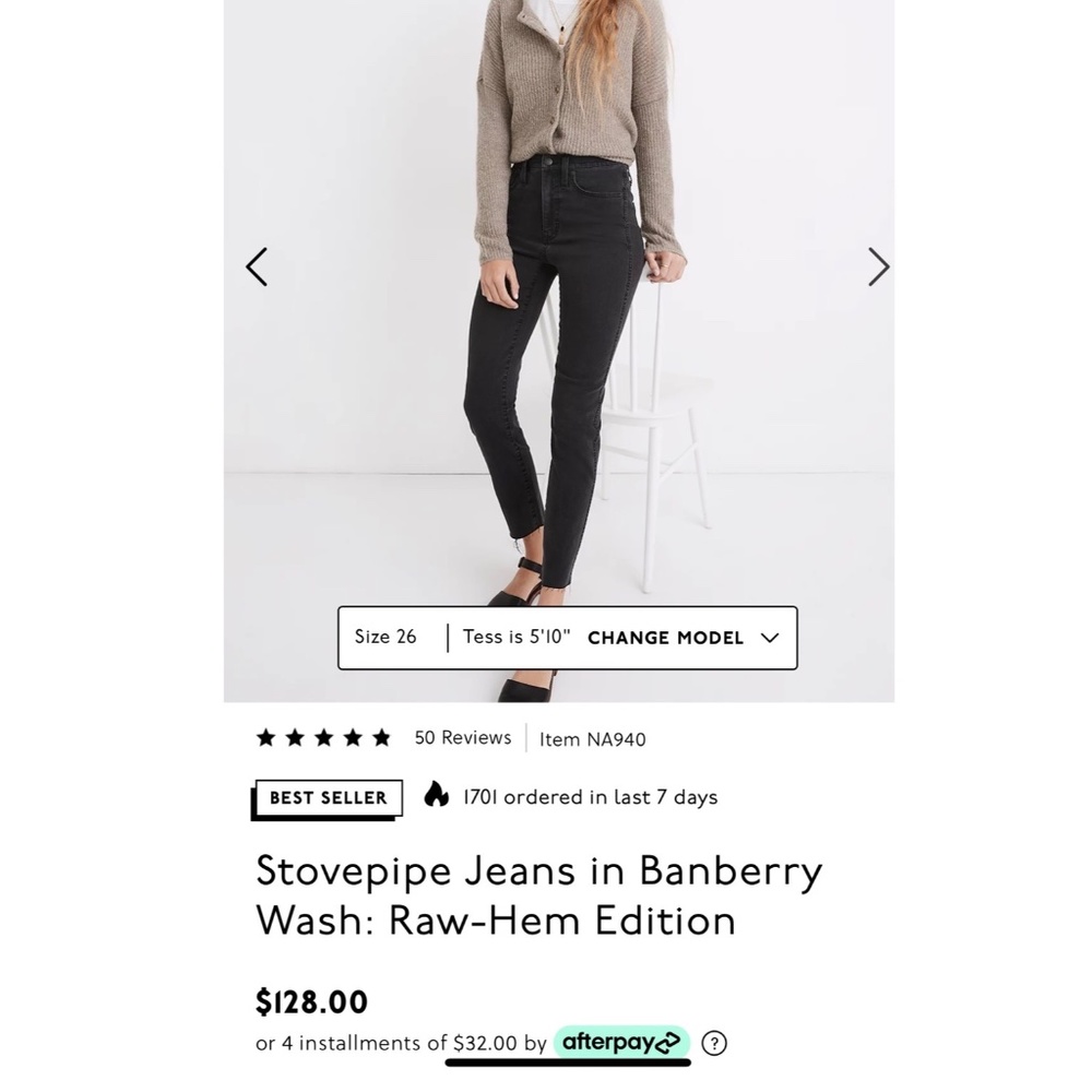 Madewell Stovepipe Jeans in Banberry Wash: Raw-Hem Edition BRAND NEW W/TAGS